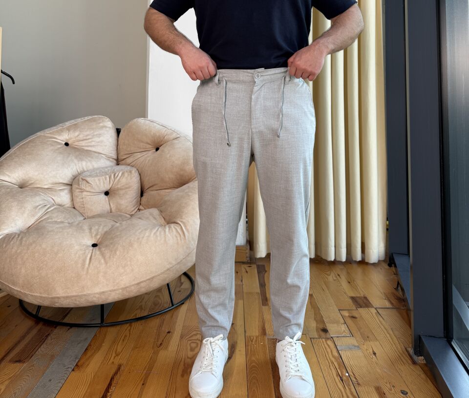 Belden Lastikli İpli Jogger - GRİ