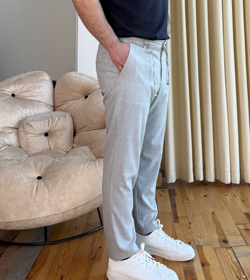 Belden Lastikli İpli Jogger - GRİ