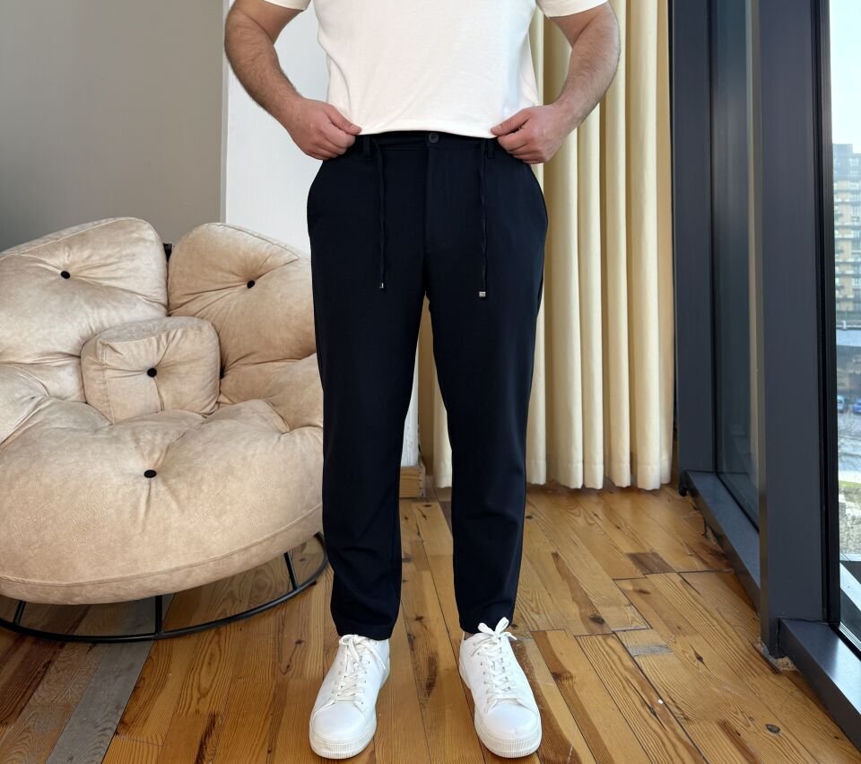Belden Lastikli İpli Jogger - LACİVERT