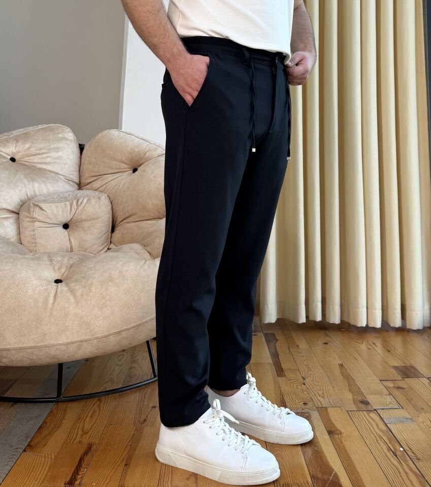 Belden Lastikli İpli Jogger - LACİVERT