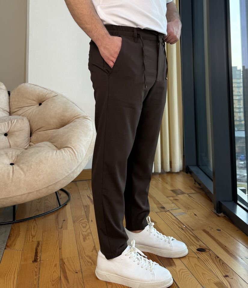 Belden Lastikli İpli Jogger - ACI KAHVE
