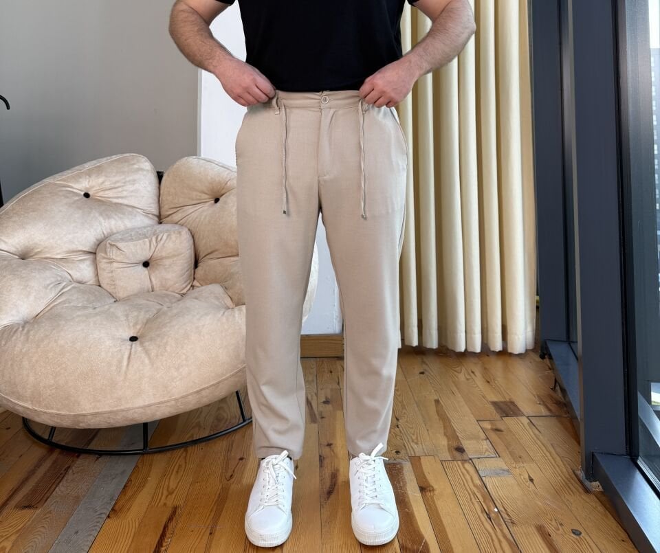 Belden Lastikli İpli Jogger - BEJ