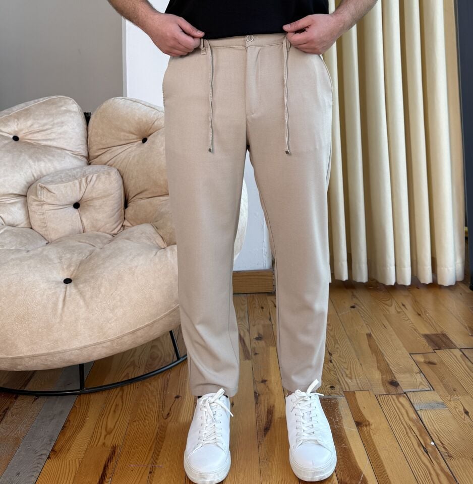 Belden Lastikli İpli Jogger - BEJ