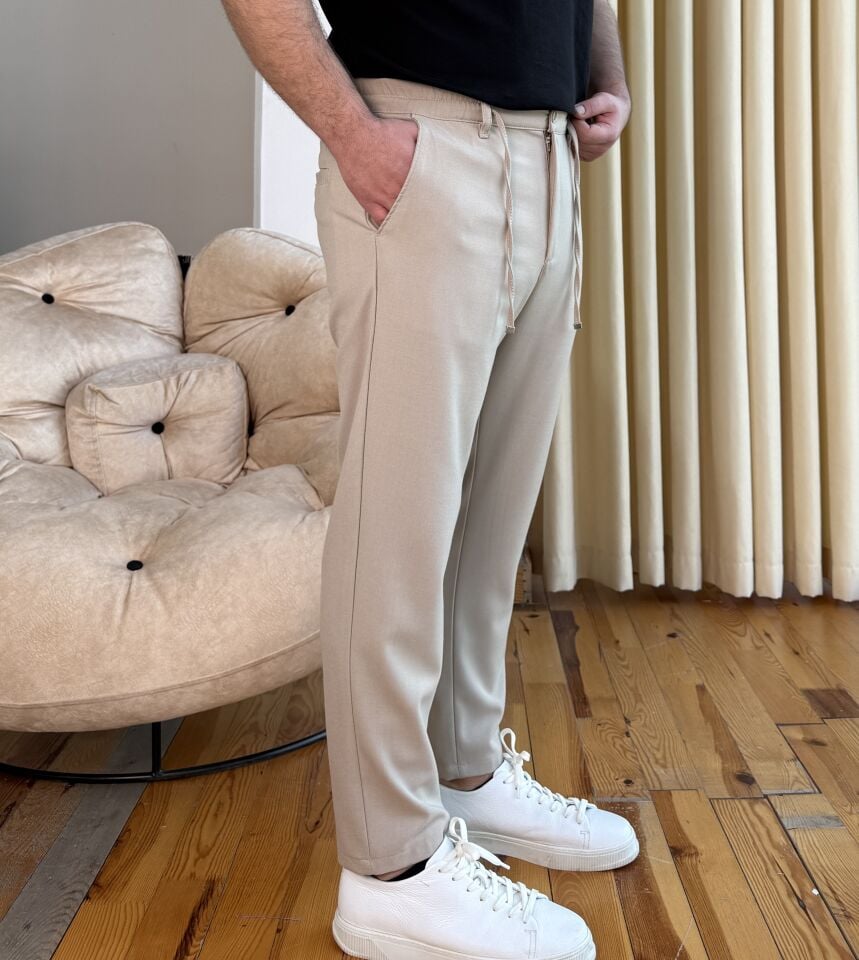 Belden Lastikli İpli Jogger - BEJ