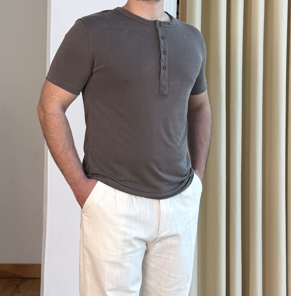 Düğmeli Bisiklet Yaka Oysho T-shirt - VİZON