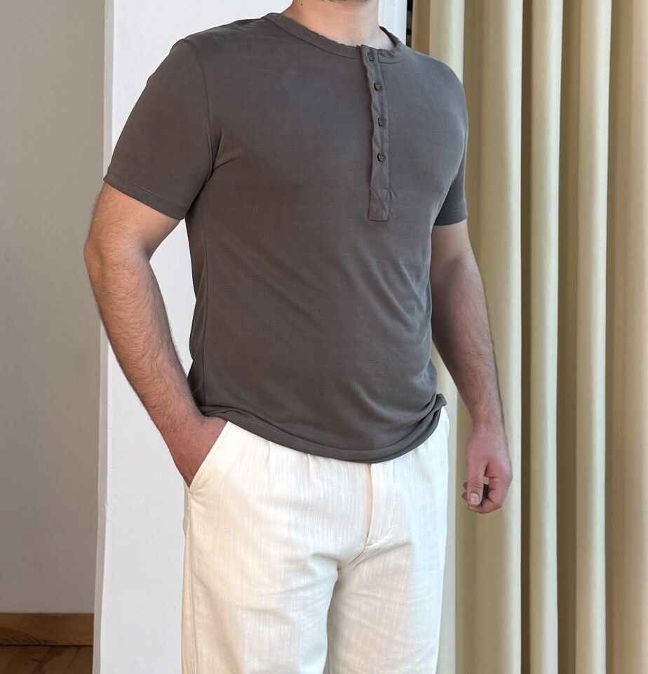Düğmeli Bisiklet Yaka Oysho T-shirt - VİZON