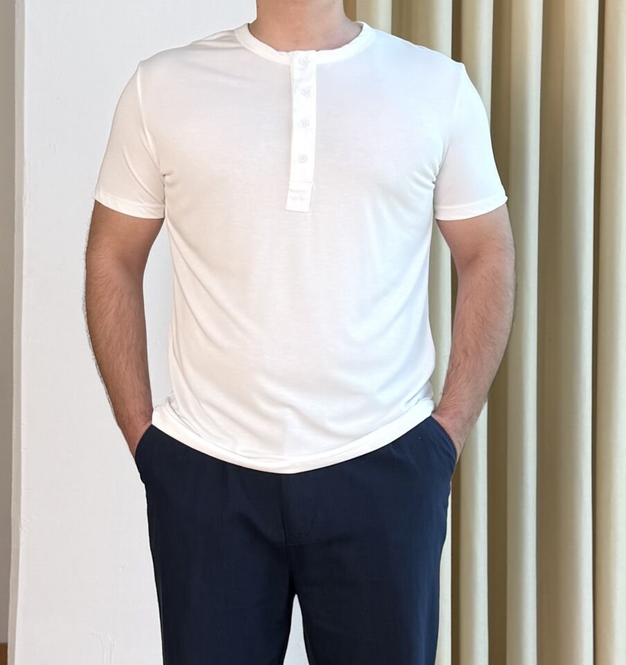 Düğmeli Bisiklet Yaka Oysho T-shirt - BEYAZ
