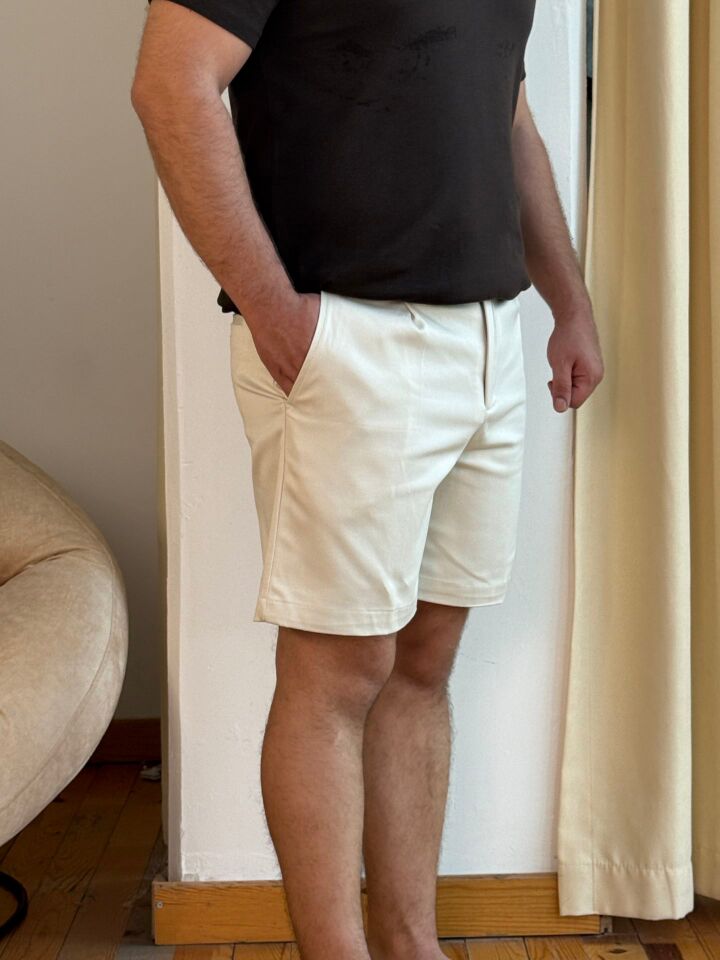 Gabardin Pamuk Saten Şort - BEJ